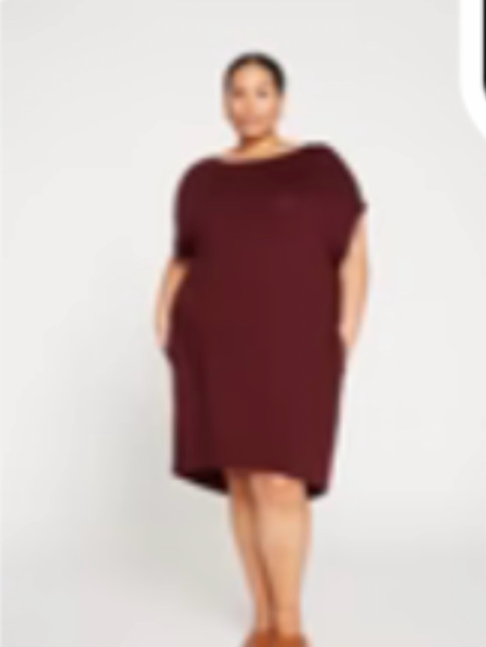 Universal Standard Helen Liquid Jersey Short Sleeve Shift Dress in Black Cherry